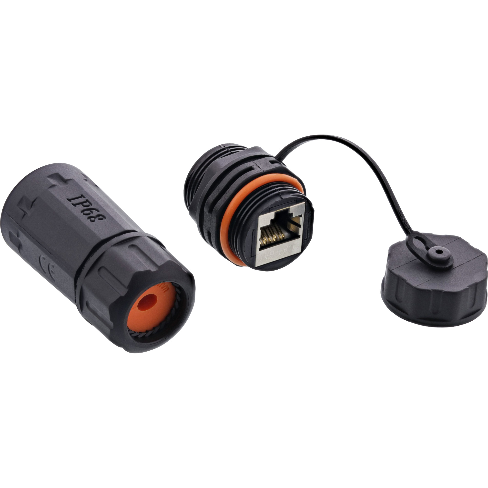 InLine® Patchkabelkupplung Set Cat.6A, wasserdicht IP68, Kupplung für industrielle Anwendungen, mit Staubkappe InLine® Patchkabelkupplung Set Cat.6A, wasserdicht IP68, Kupplung für industrielle Anwendungen, mit Staubkappe