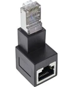 InLine® Patchkabel-Adapter Cat.6A, RJ45 Stecker / Buchse, 90° nach unten gewinkelt