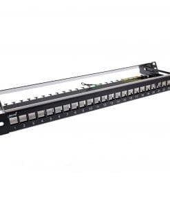Alternative view of InLine® Patchfeld 24-fach, Keystone Leerblech Patchpanel mit Auszug, 19", 1HE, schwarz RAL9005