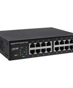 PoE+ Gigabit Netzwerk Injektor Hub 8 Port (8x PoE+)1GBit/s19" (Winkel enthalten)