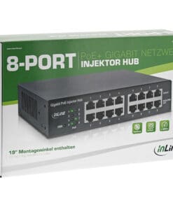 PoE+ Gigabit Netzwerk Injektor Hub 8 Port (8x PoE+)1GBit/s19" (Winkel enthalten) – Bild 4