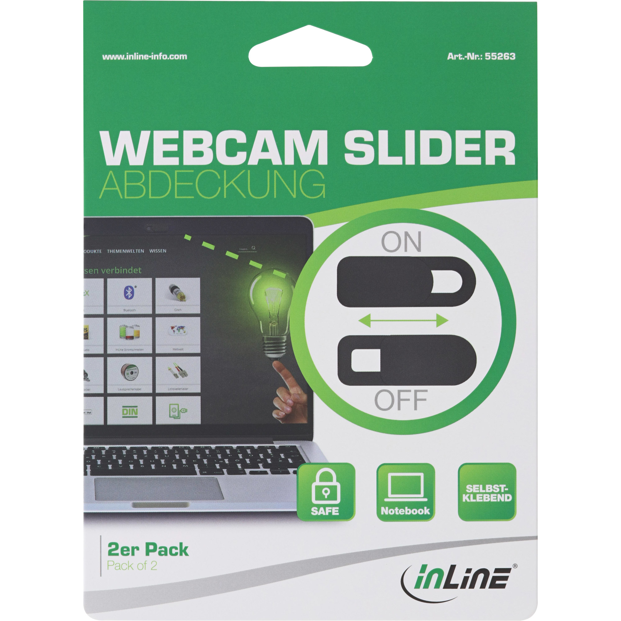 InLine® Webcam Slider Abdeckung, schwarz, 2er Pack, schwarz InLine® Webcam Slider Abdeckung, schwarz, 2er Pack, schwarz – Bild 2