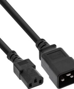 InLine® Netz Adapterkabel, IEC-60320 C20 auf C13, 3x1,5mm², max. 10A, schwarz, 0,5m