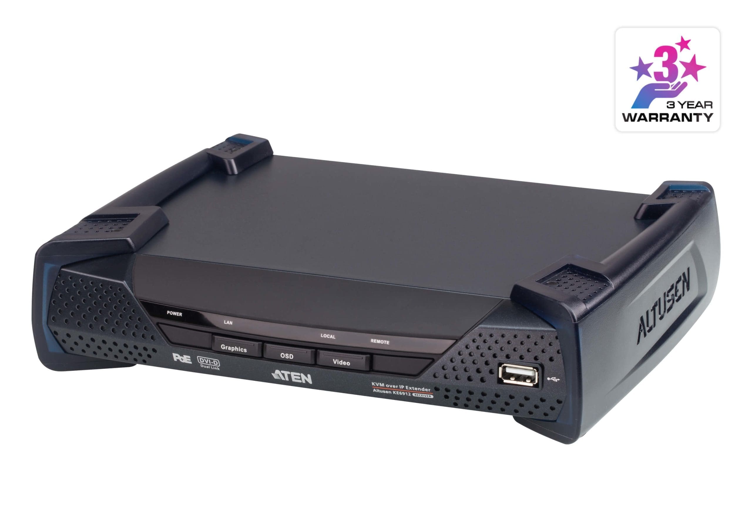 ATEN KE6912R 2K DVI-D Dual Link KVM over IP Empfänger mit PoE ATEN KE6912R 2K DVI-D Dual Link KVM over IP Empfänger mit PoE