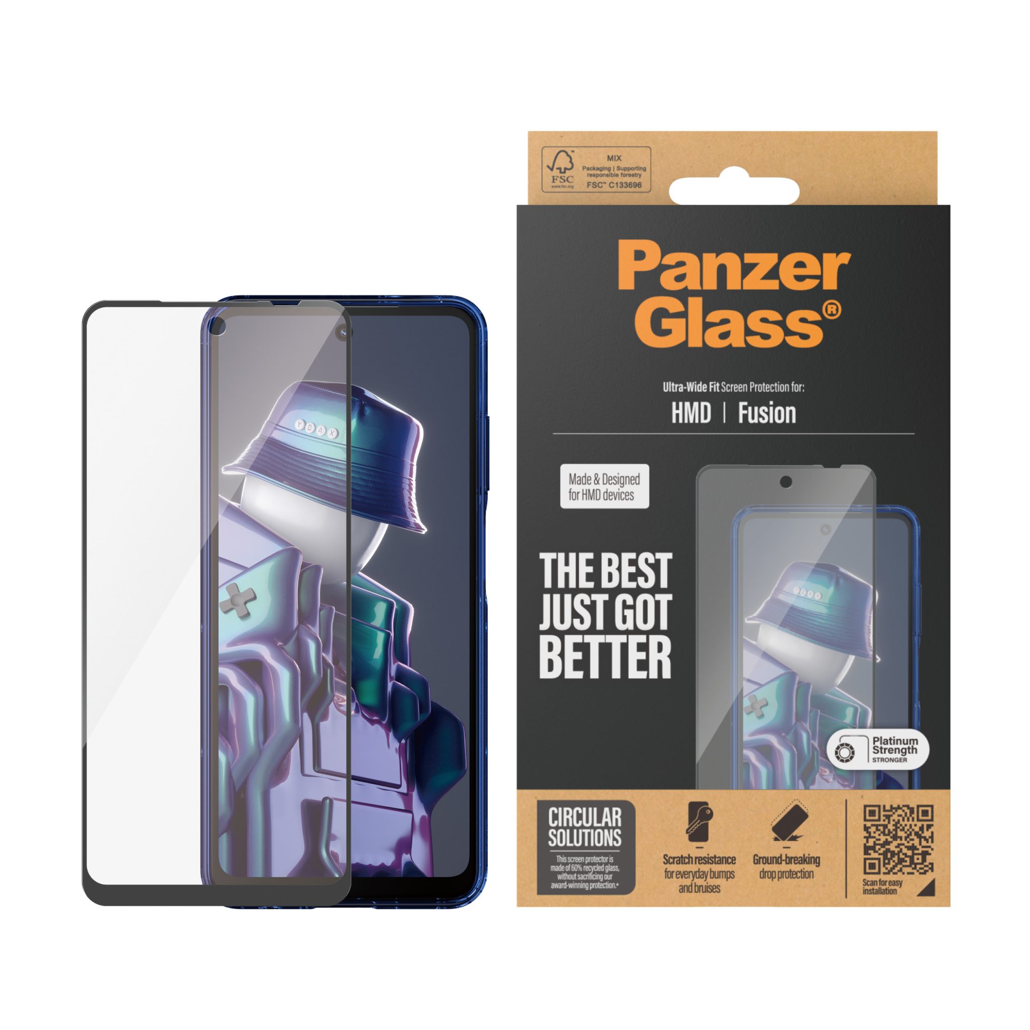 PanzerGlass Screen Protector w. Black Frame HMD Fusion / UWF PanzerGlass Screen Protector w. Black Frame HMD Fusion / UWF – Bild 2