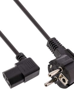 InLine® Netzkabel, Schutzkontakt gewinkelt auf Kaltgerätestecker C13 rechts abgewinkelt, 0,3m