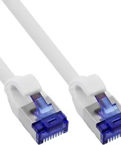InLine® Patchkabel Slim, Cat.6A, S/FTP, TPE (LSZH) flexibel, PoE, weiß, 1m