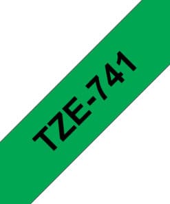 Schriftband TZe-741 (lam.) Schwarz auf Grün 18mm x 8m