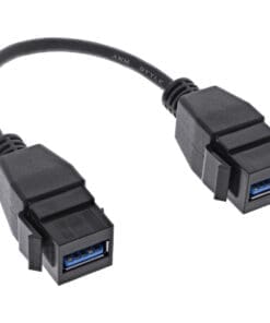 InLine® USB 3.2 Gen1 2x Keystone Adapterkabel, 2x USB A Keystone Buchse, 0,2m