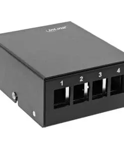 InLine® Patchfeld-Dose Aufputz für 4x Keystone RJ45, Metall, schwarz RAL9005