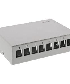 InLine® Patchfeld-Dose Aufputz für 8x Keystone RJ45, Metall, lichtgrau RAL7035