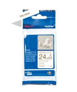 Textilband TZe-R254 nicht klebend gold auf weiß 24mm x 4m Textilband TZe-R254 nicht klebend gold auf weiß 24mm x 4m – Bild 3