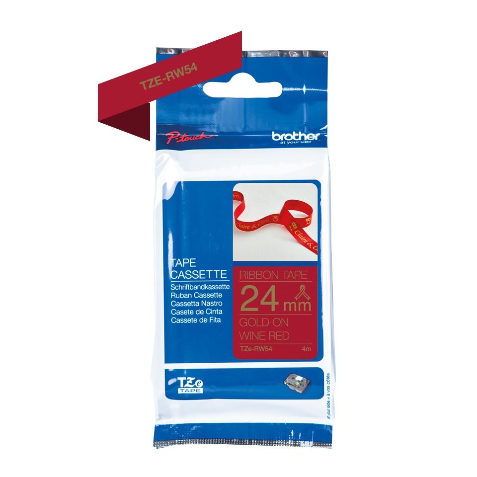 Textilband TZe-RW54 nicht klebend gold auf weinrot 24mm x 4m Textilband TZe-RW54 nicht klebend gold auf weinrot 24mm x 4m – Bild 3