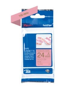Textilband TZe-RE54 nicht klebend gold auf rosa 24mm x 4m Textilband TZe-RE54 nicht klebend gold auf rosa 24mm x 4m – Bild 3
