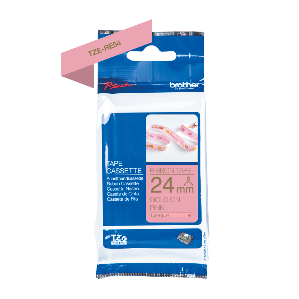 Textilband TZe-RE54 nicht klebend gold auf rosa 24mm x 4m Textilband TZe-RE54 nicht klebend gold auf rosa 24mm x 4m – Bild 3