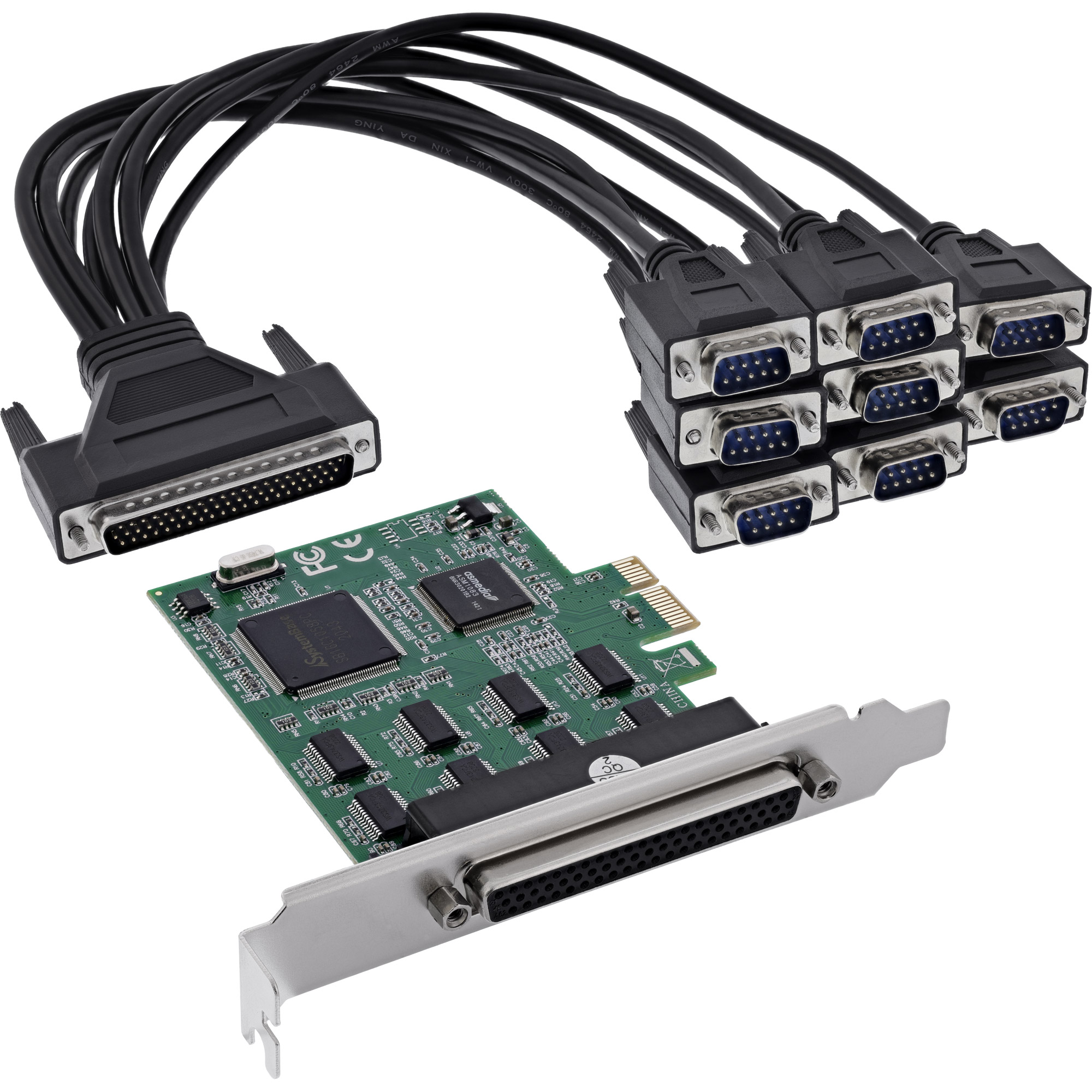 InLine® Schnittstellenkarte, PCIe x1 zu 8x RS-232, D-Sub 9 Stecker InLine® Schnittstellenkarte, PCIe x1 zu 8x RS-232, D-Sub 9 Stecker