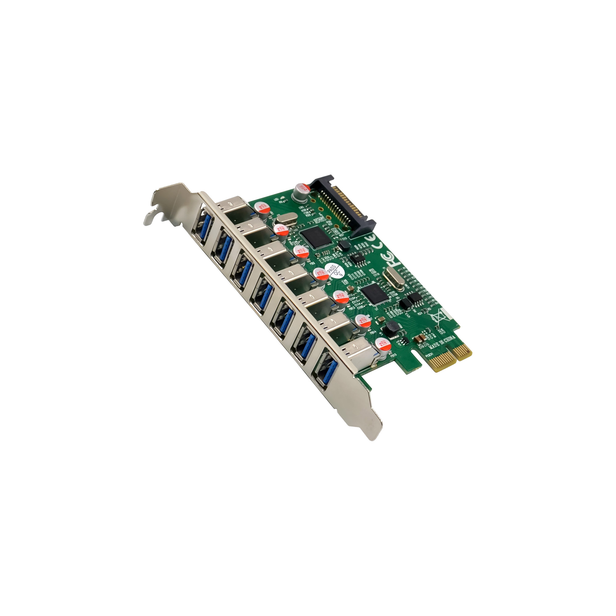 InLine® Schnittstellenkarte, 7x USB-A 3.2 Gen.1, PCIe, mit SATA Stromanschluss InLine® Schnittstellenkarte, 7x USB-A 3.2 Gen.1, PCIe, mit SATA Stromanschluss – Bild 2