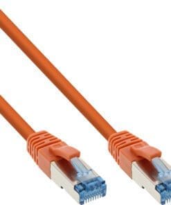 InLine® Patchkabel, S/FTP (PiMf), Cat.6A, 500MHz, halogenfrei, Kupfer, orange, 0,25m