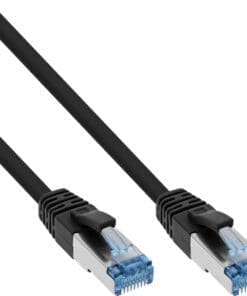 InLine® Patchkabel, S/FTP (PiMf), Cat.6A, 500MHz, halogenfrei, Kupfer, schwarz, 0,3m