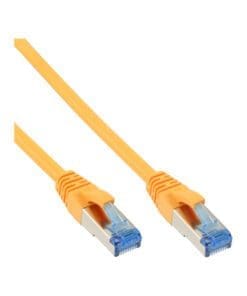 InLine® Patchkabel, S/FTP (PiMf), Cat.6A, 500MHz, halogenfrei, Kupfer, gelb, 0,25m