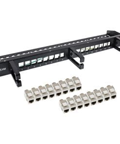 InLine® Patchfeld Cat.6A 16-fach, mit 3 Bügeln, 16 Keystones, 19", 1HE, schwarz