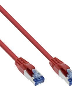 InLine® Patchkabel, S/FTP (PiMf), Cat.6A, 500MHz, halogenfrei, Kupfer, rot, 0,25m