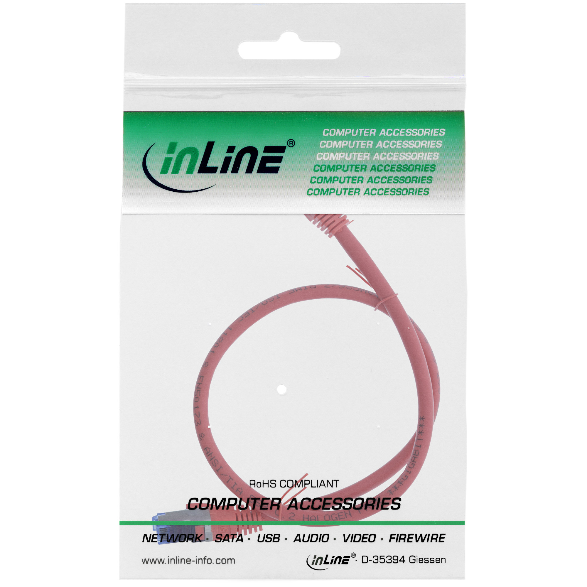 InLine® Patchkabel, S/FTP (PiMf), Cat.6A, 500MHz, halogenfrei, Kupfer, rot, 0,25m InLine® Patchkabel, S/FTP (PiMf), Cat.6A, 500MHz, halogenfrei, Kupfer, rot, 0,25m – Bild 3