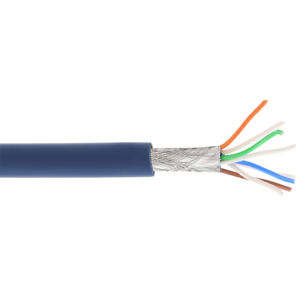Patchkabel, S/FTP (PiMf), Cat.6A, 500MHz, halogenfrei, Kupfer, blau, 100m, blau Patchkabel, S/FTP (PiMf), Cat.6A, 500MHz, halogenfrei, Kupfer, blau, 100m, blau