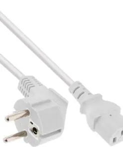 InLine® Netzkabel, Schutzkontakt gewinkelt auf Kaltgerätestecker C13, 0,3m, weiß, weiß