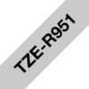 Textilband TZe-R951 nicht klebend schwarz auf silber 24mm x 4m Brother Textilband TZe-RE54 mit goldener Schrift auf rosanem Hintergrund und einer Breite von 24 Millimeter, sowie 4 Meter Länge.