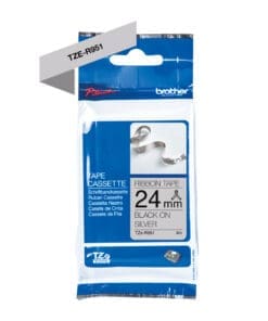 Textilband TZe-R951 nicht klebend schwarz auf silber 24mm x 4m Textilband TZe-R951 nicht klebend schwarz auf silber 24mm x 4m – Bild 3