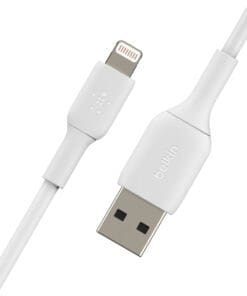 Belkin Lightning Lade/Sync Kabel PVC, mfi zertifiziert 1m weiß Laden und synchronisieren Sie all Ihre Geräte mit Lightning Connector schnell und sicher mit nur einem Kabel.<br>Schließen Sie den USB-Stecker einfach direkt an einen USB-Anschluss an, um zu Hause, auf der Arbeit oder unterwegs stets in Verbindung zu bleiben.