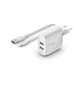 Belkin Dual USB-A Ladegerät incl. Lightning Kabel 1m 24W weiß
