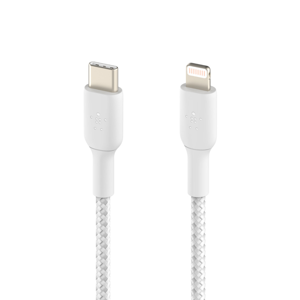 Belkin Lightning/USB-C Kabel ummantelt mfi 1m weiß Belkin Lightning/USB-C Kabel ummantelt mfi 1m weiß – Bild 3