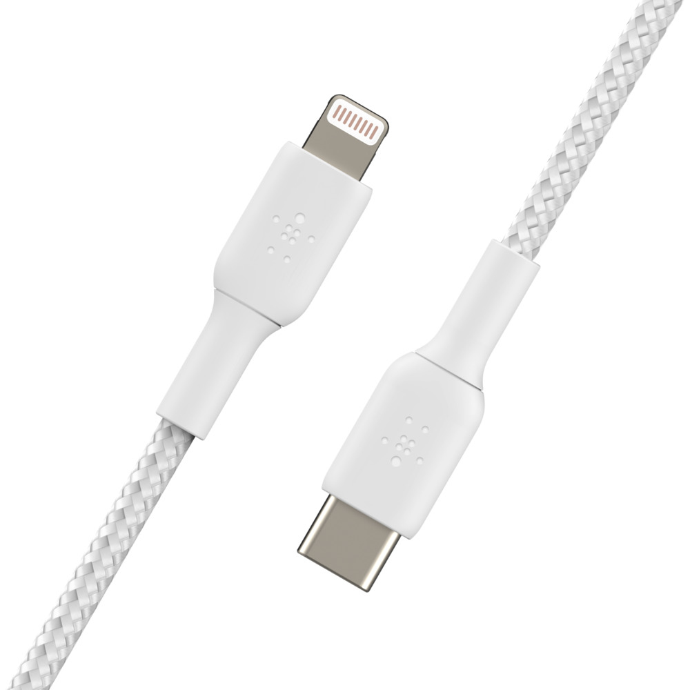 Belkin Lightning/USB-C Kabel ummantelt mfi 1m weiß Belkin Lightning/USB-C Kabel ummantelt mfi 1m weiß – Bild 2