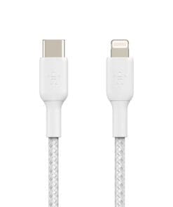 Belkin Lightning/USB-C Kabel ummantelt mfi 1m weiß Laden und synchronisieren Sie all Ihre Geräte mit Lightning Connector schnell und sicher mit nur einem Kabel.