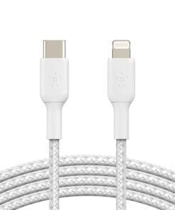 Belkin Lightning/USB-C Kabel ummantelt mfi 1m weiß Laden und synchronisieren Sie all Ihre Geräte mit Lightning Connector schnell und sicher mit nur einem Kabel.