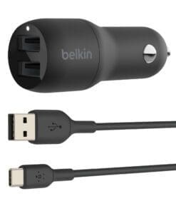 Belkin Dual USB-A Kfz-Ladegerät incl. USB-C Kabel 1m 24W black