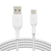 Belkin USB-C/USB-A Kabel ummantelt, 2m, weiß Das USB-C-/USB-A-Kabel kann zum Aufladen oder Synchronisieren von Fotos, Musik und Daten auf einem USB-C-Gerät mit Ihrem Laptop verwendet werden. Stecker mit dem Standard USB-C sind besonders benutzerfreundlich, da sie verschiedene Ausrichtungen beim Anschluss von Kabeln an Geräte zulassen.