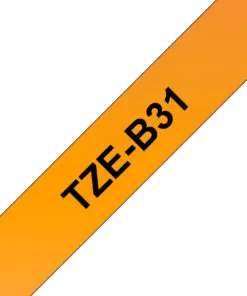 Schriftband TZe-B31 (lam.) Schwarz auf Signalorange 12mm x 5m