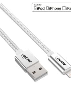 InLine® Lightning USB Kabel, für iPad, iPhone, iPod, silber/Alu, 2m, silber