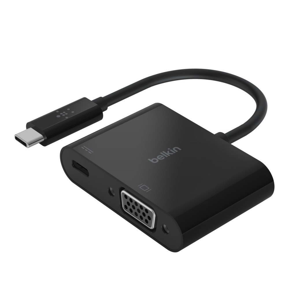 Belkin USB-C auf VGA-Adapter, 60W PD, schwarz Belkin USB-C auf VGA-Adapter, 60W PD, schwarz