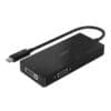 Belkin USB-C auf HDMI/VGA/DisplayPort-Adapter, schwarz Der USB-C/VGA-Ladeadapter lässt sich über den USB-C-Anschluss mit Ihrem Laptop oder Tablet verbinden, sodass Ihnen sowohl ein VGA-Anschluss zur Videowiedergabe also auch ein USB-C-Anschluss zum Laden zur Verfügung steht. Das Anschließen an alle Mac- und Windows-Laptops sowie andere USB-C-Geräte erfolgt mühelos mit Plug-and-Play. Da sich der Adapter leicht transportieren lässt, eignet er sich perfekt für Unterrichtsräume, Konferenzen und Messen.
