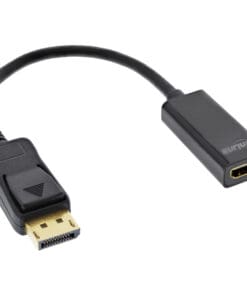 InLine® DisplayPort zu HDMI Adapterkabel mit Audio, DisplayPort Stecker auf HDMI Buchse, 4K/30Hz, schwarz, 0,15m