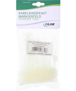 InLine® Kabelbinder mit Markierfeld aussen, Länge 100mm, Breite 2,5mm, 100 Stück, natur – Bild 3