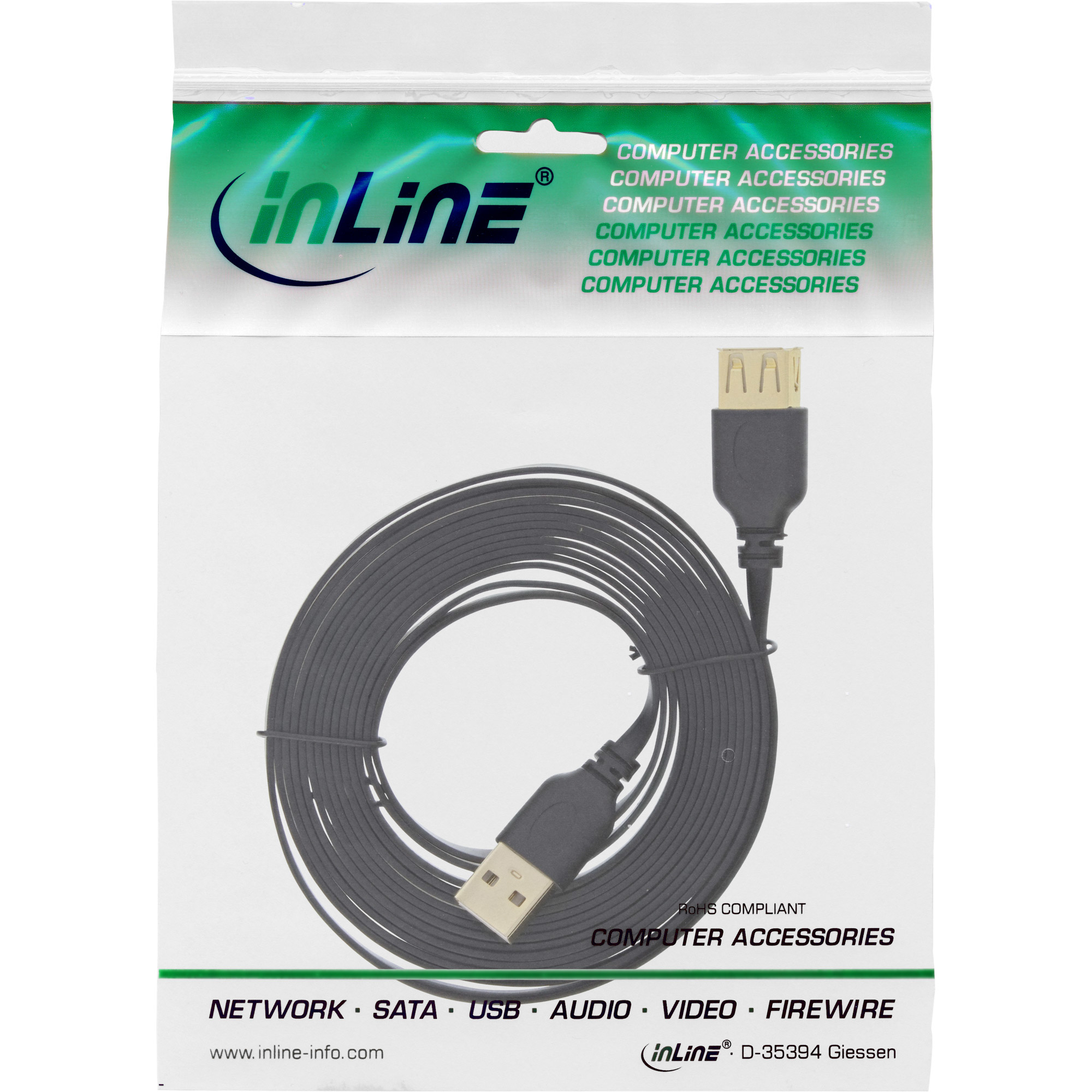 InLine® USB 2.0 Flachkabel Verlängerung, A Stecker / Buchse, schwarz, Kontakte gold, 0,5m, schwarz InLine® USB 2.0 Flachkabel Verlängerung, A Stecker / Buchse, schwarz, Kontakte gold, 0,5m, schwarz – Bild 3