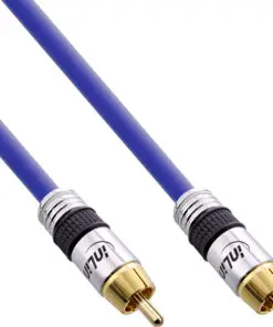 InLine® Cinch Kabel AUDIO, PREMIUM, vergoldete Stecker, 1x Cinch Stecker / Stecker, 5m, blau