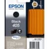 Epson Tintenpatrone 405 Schwarz (7,6ml) Niedrigere Druckkosten dank XL-Tintenpatronen<br>Profitieren Sie von den kosteneffizienten DURABrite Ultra-Tintenpatronen. Da es sich um separate Einzelpatronen handelt, muss immer nur die verbrauchte Farbe ersetzt werden. Das spart Geld. Mit den XL-Tintenpatronen drucken Sie bis zu 1.100 Seiten in Schwarzweiß und 1.100 Seiten in Farbe1. Für DIN A3-Druckermodelle ist auch eine schwarze Patrone in XXL-Größe erhältlich – für den Druck von bis zu 2.200 Seiten in Schwarzweiß1.<br><br>Entdecken Sie die Serie<br>Unsere DURABrite Ultra-Tinte liefert gestochen scharfe und langlebige Dokumente, die wisch- und wasserfest sind und sofort mit einem Textmarker bearbeitet werden können. Zudem trocknet die Tinte schnell und ist damit ideal geeignet für das doppelseitige Drucken. <br><br>Für Epson Drucker optimiert<br>Tinten und Papiere von Epson werden speziell zur Verwendung mit Druckern von Epson entwickelt und liefern stets optimale Ergebnisse. <br><br>Vertrauen Sie dem Original<br>Genießen Sie einfaches und zuverlässiges Drucken mit Epson Original Tinten. Wir investieren viel in Forschung sowie Hightech-Fertigungsanlagen und unterziehen unsere Produkte strengen Tests, um Ihnen eine optimale Qualität zu bieten.