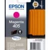 Epson Tintenpatrone 405 Magenta (5,4ml) Niedrigere Druckkosten dank XL-Tintenpatronen<br>Profitieren Sie von den kosteneffizienten DURABrite Ultra-Tintenpatronen. Da es sich um separate Einzelpatronen handelt, muss immer nur die verbrauchte Farbe ersetzt werden. Das spart Geld. Mit den XL-Tintenpatronen drucken Sie bis zu 1.100 Seiten in Schwarzweiß und 1.100 Seiten in Farbe1. Für DIN A3-Druckermodelle ist auch eine schwarze Patrone in XXL-Größe erhältlich – für den Druck von bis zu 2.200 Seiten in Schwarzweiß1.<br><br>Entdecken Sie die Serie<br>Unsere DURABrite Ultra-Tinte liefert gestochen scharfe und langlebige Dokumente, die wisch- und wasserfest sind und sofort mit einem Textmarker bearbeitet werden können. Zudem trocknet die Tinte schnell und ist damit ideal geeignet für das doppelseitige Drucken. <br><br>Für Epson Drucker optimiert<br>Tinten und Papiere von Epson werden speziell zur Verwendung mit Druckern von Epson entwickelt und liefern stets optimale Ergebnisse. <br><br>Vertrauen Sie dem Original<br>Genießen Sie einfaches und zuverlässiges Drucken mit Epson Original Tinten. Wir investieren viel in Forschung sowie Hightech-Fertigungsanlagen und unterziehen unsere Produkte strengen Tests, um Ihnen eine optimale Qualität zu bieten.