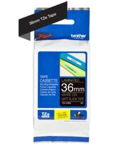 Brother TZe-M365 schwarz matt / weiß, 36 mm, 8 m, laminiert Brother TZe-M365 schwarz matt / weiß, 36 mm, 8 m, laminiert – Bild 3